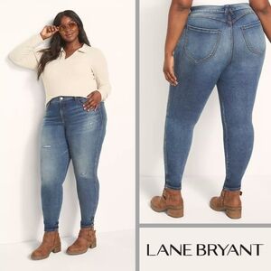 NEW Lane Bryant Curvy Fit Body Icon High-Rise Blue Gold Paint Splatter Sz 18